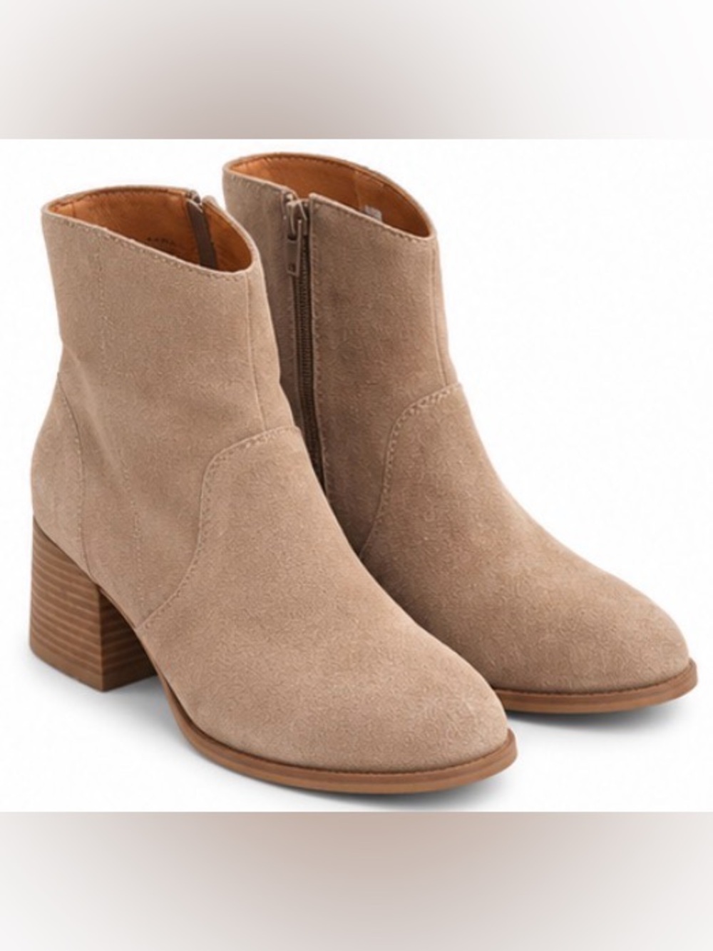 Lucky Brand Laden Taupe Suede Ankle Boots Size 8 Block Heel